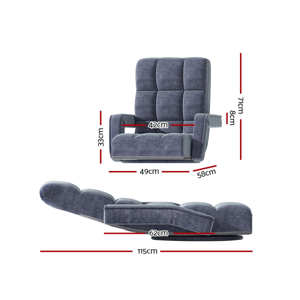 Artiss Floor Sofa Bed Lounge Chair Recliner Chaise Chair Swivel Charcoal