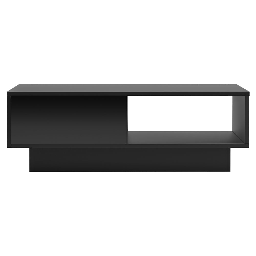 Artiss Coffee Table LED Lights High Gloss Storage Drawer Modern Furniture Black