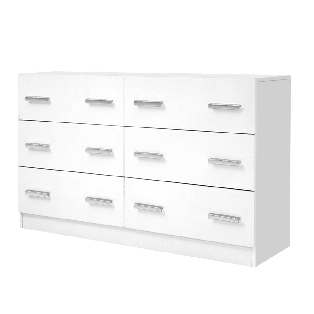 Artiss 6 Chest of Drawers Cabinet Dresser Tallboy Lowboy Storage Bedroom White