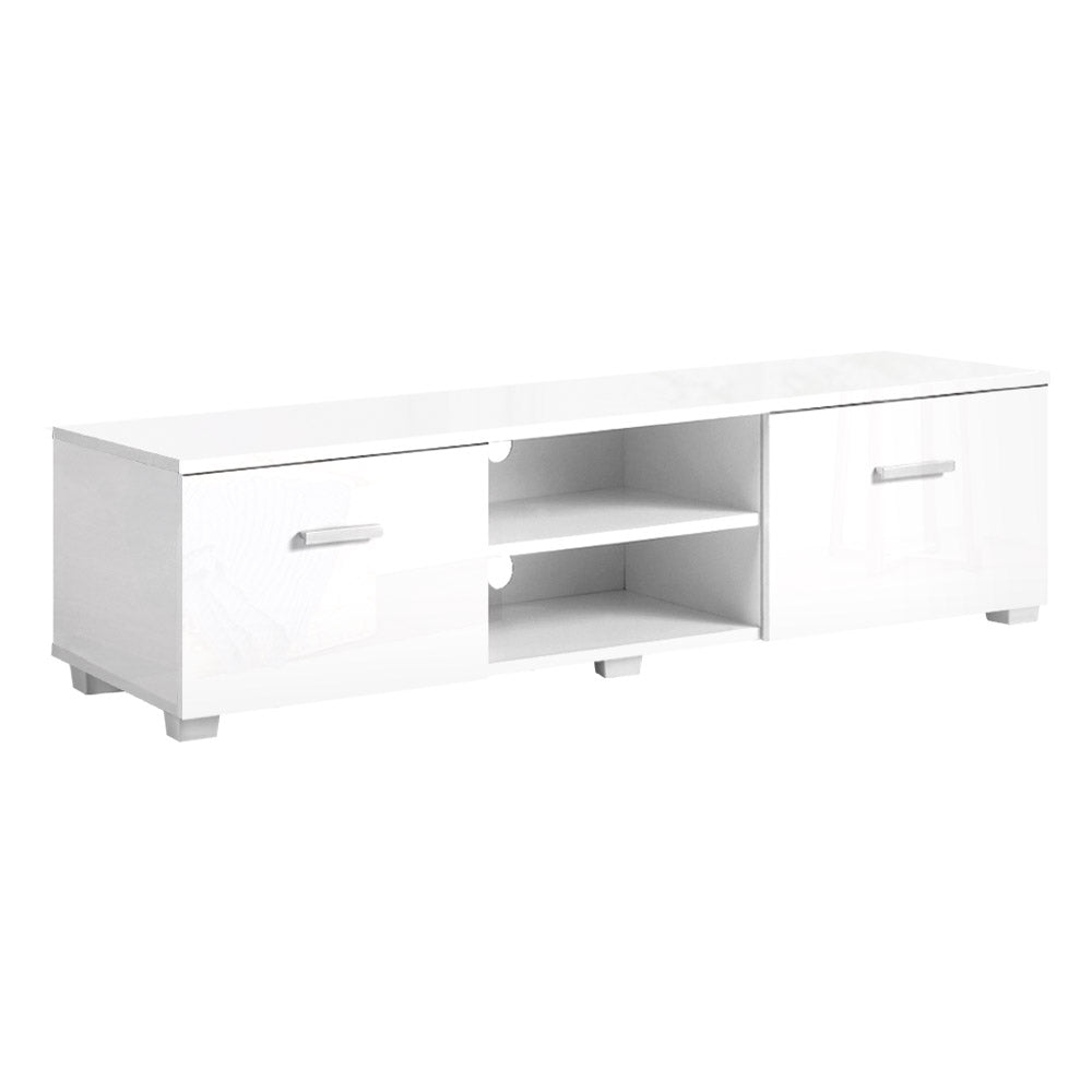 Artiss TV Cabinet Entertainment Unit Stand High Gloss Furniture Storage Drawers 140cm White