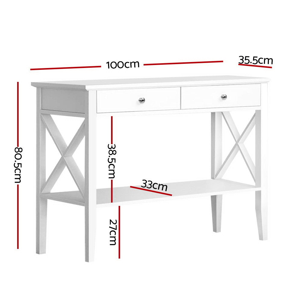 Artiss Console Table Hall Side Entry 2 Drawers Display White Desk Furniture