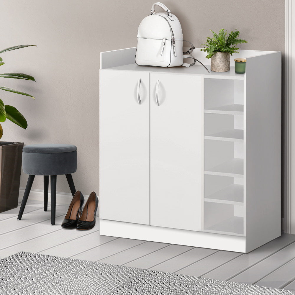 Artiss 2 Doors Shoe Cabinet Storage Cupboard - White