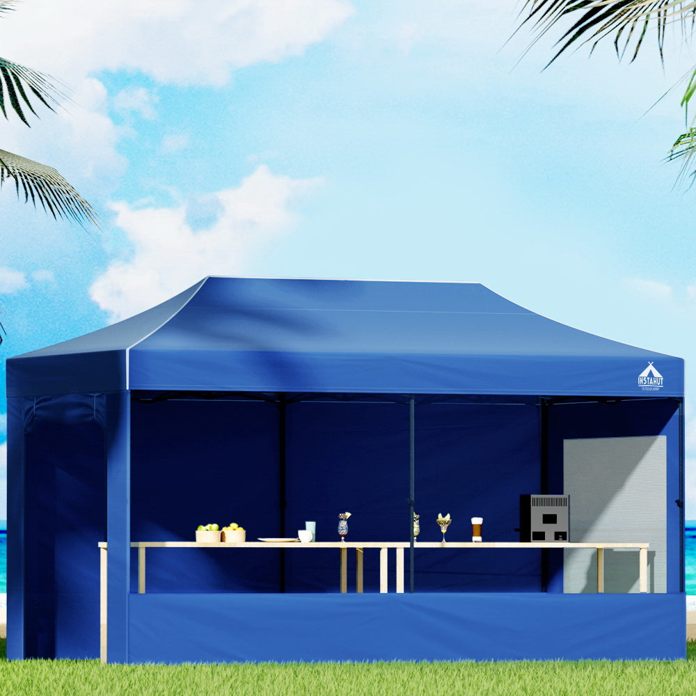 Instahut Gazebo Pop Up Marquee 3x6m Folding Wedding Tent Gazebos Shade Blue