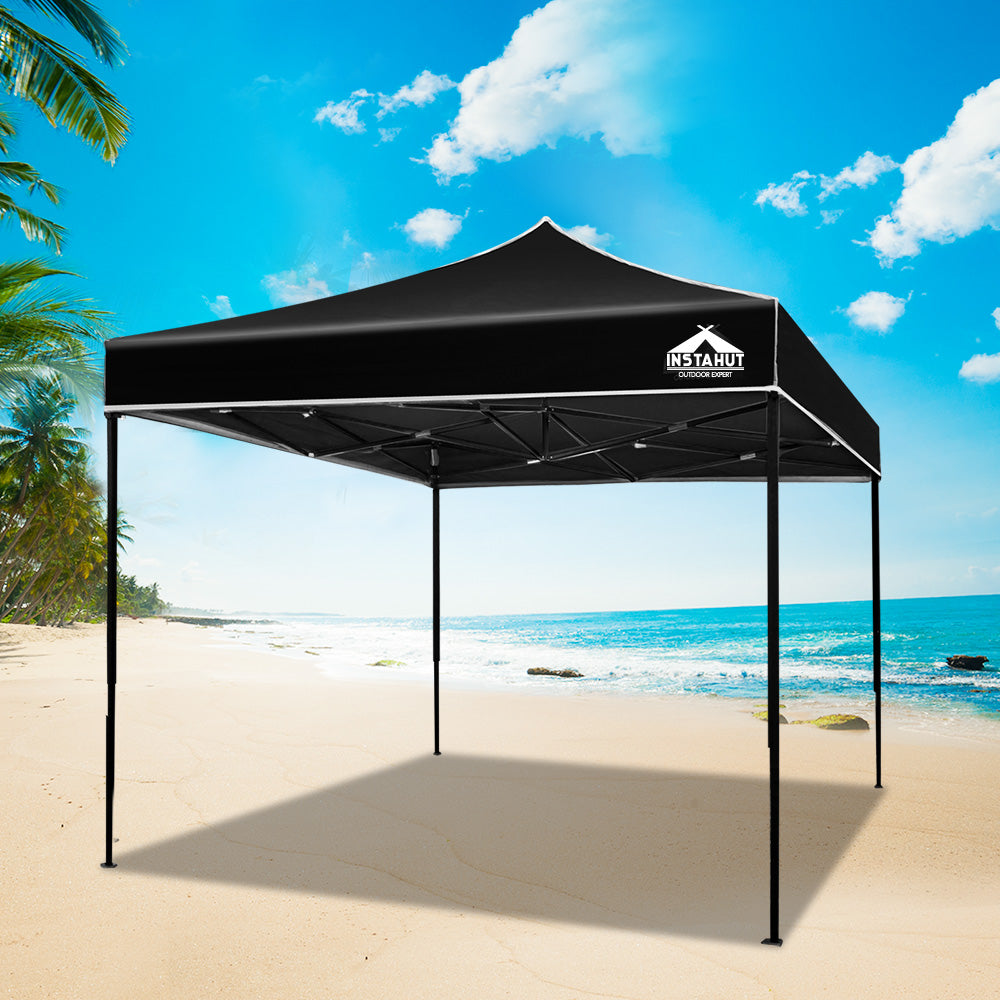 Instahut Gazebo Pop Up Marquee 3x3m Outdoor Tent Folding Wedding Gazebos Black