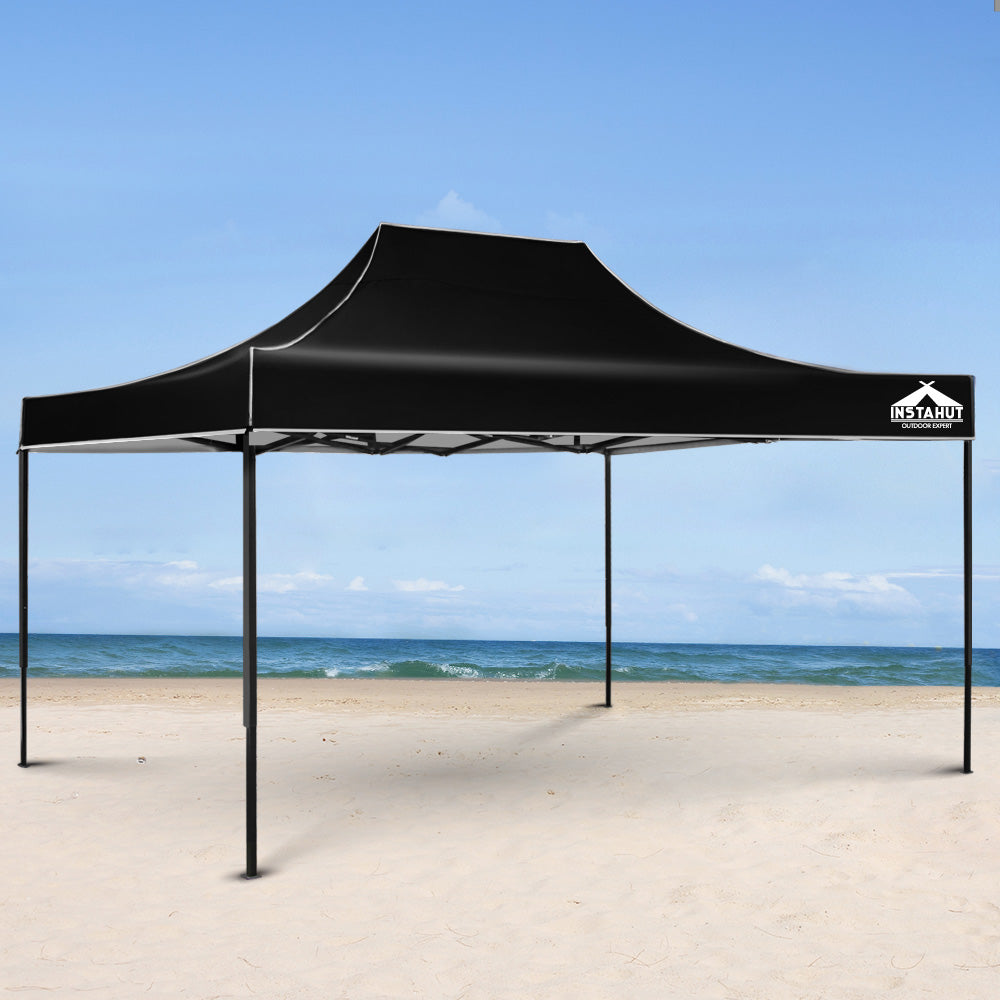 Instahut Gazebo Pop Up Marquee 3x4.5m Outdoor Tent Folding Wedding Gazebos Black