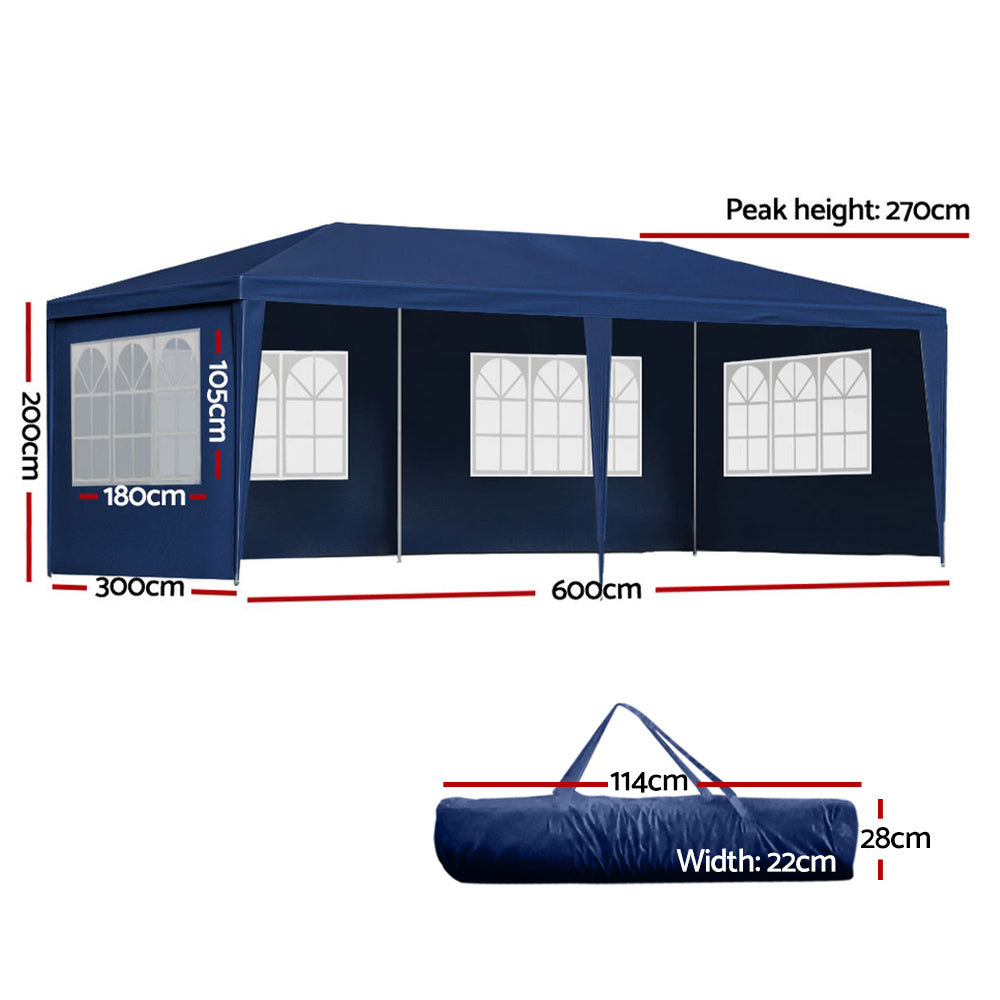 Instahut Gazebo 3x6 Outdoor Marquee Gazebos Wedding Party Camping Tent 6 Wall Panels