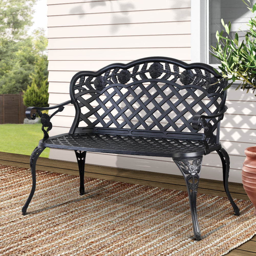 Gardeon Garden Bench Patio Porch Park Lounge Cast Aluminium Outdoor Furniture