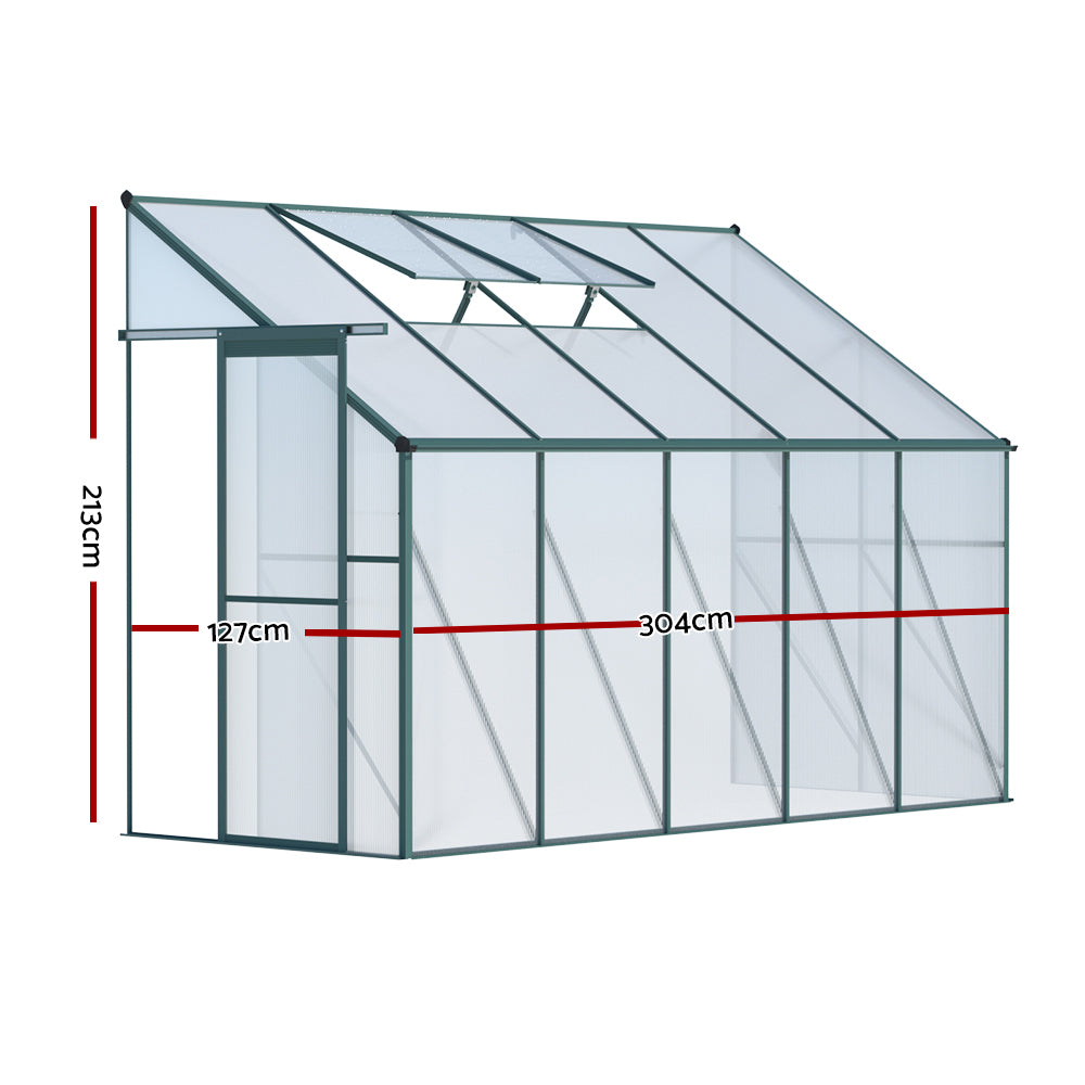 Greenfingers Greenhouse Aluminium Green House Garden Shed Polycarbonate 3x1.27M