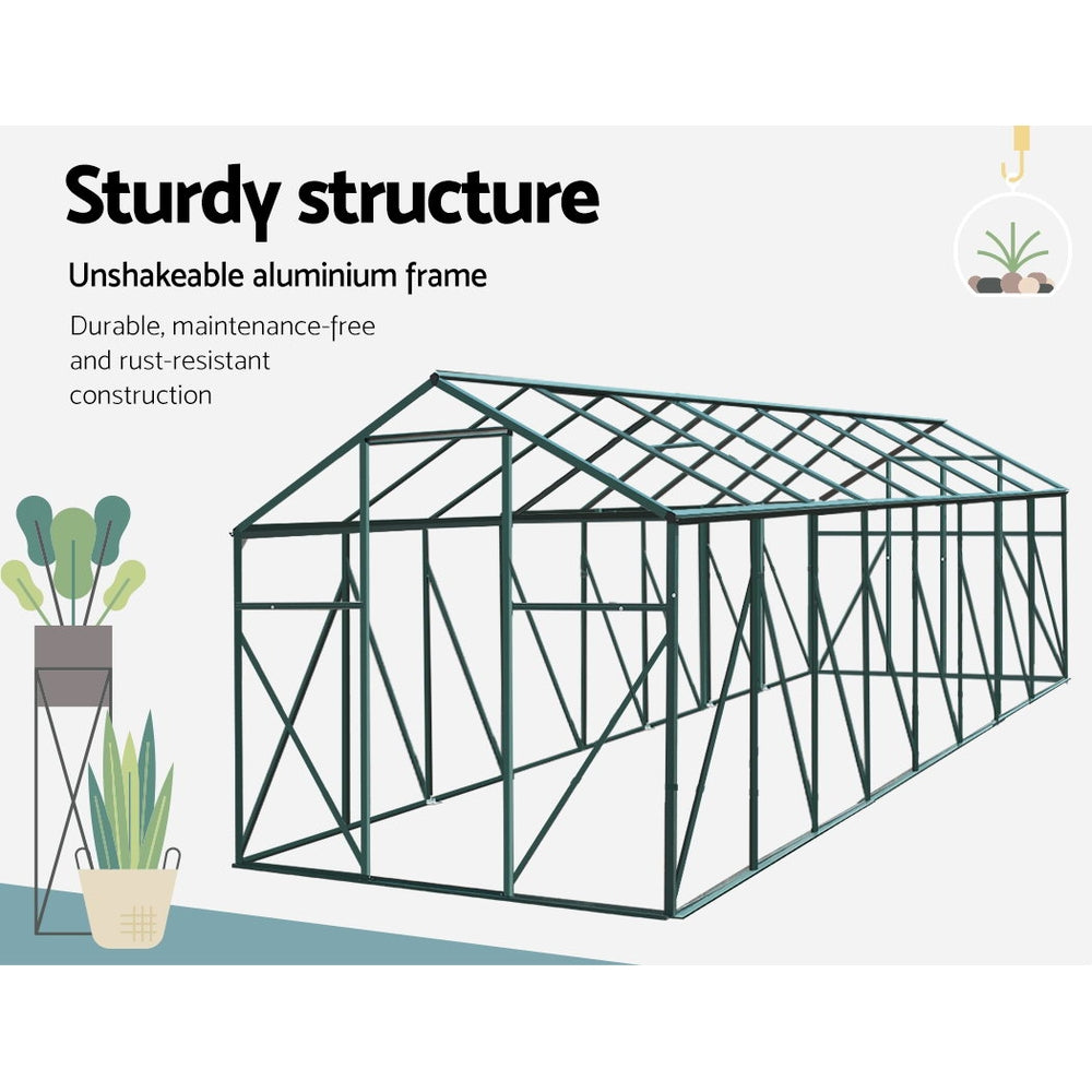 Greenfingers Aluminium Greenhouse Polycarbonate Green House Garden Shed 5.1x2.44M