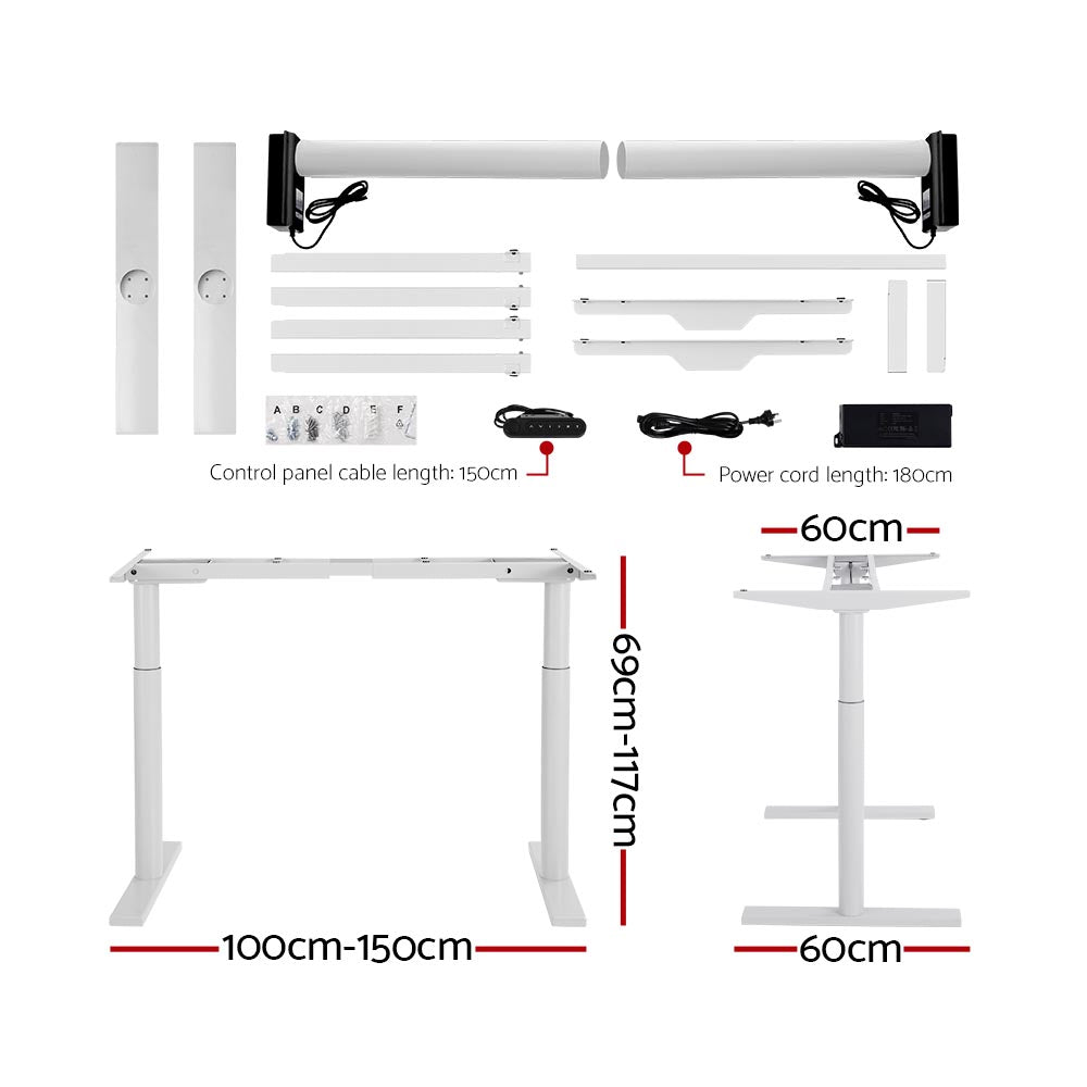 Artiss Electric Standing Desk Adjustable Sit Stand Desks White Brown 140cm