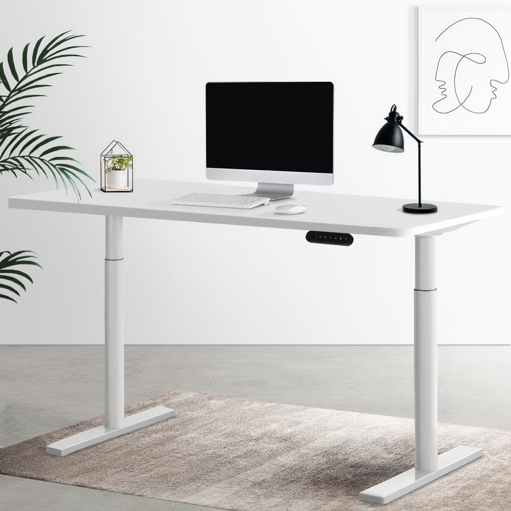 Artiss Electric Standing Desk Height Adjustable Sit Stand Desks White 140cm