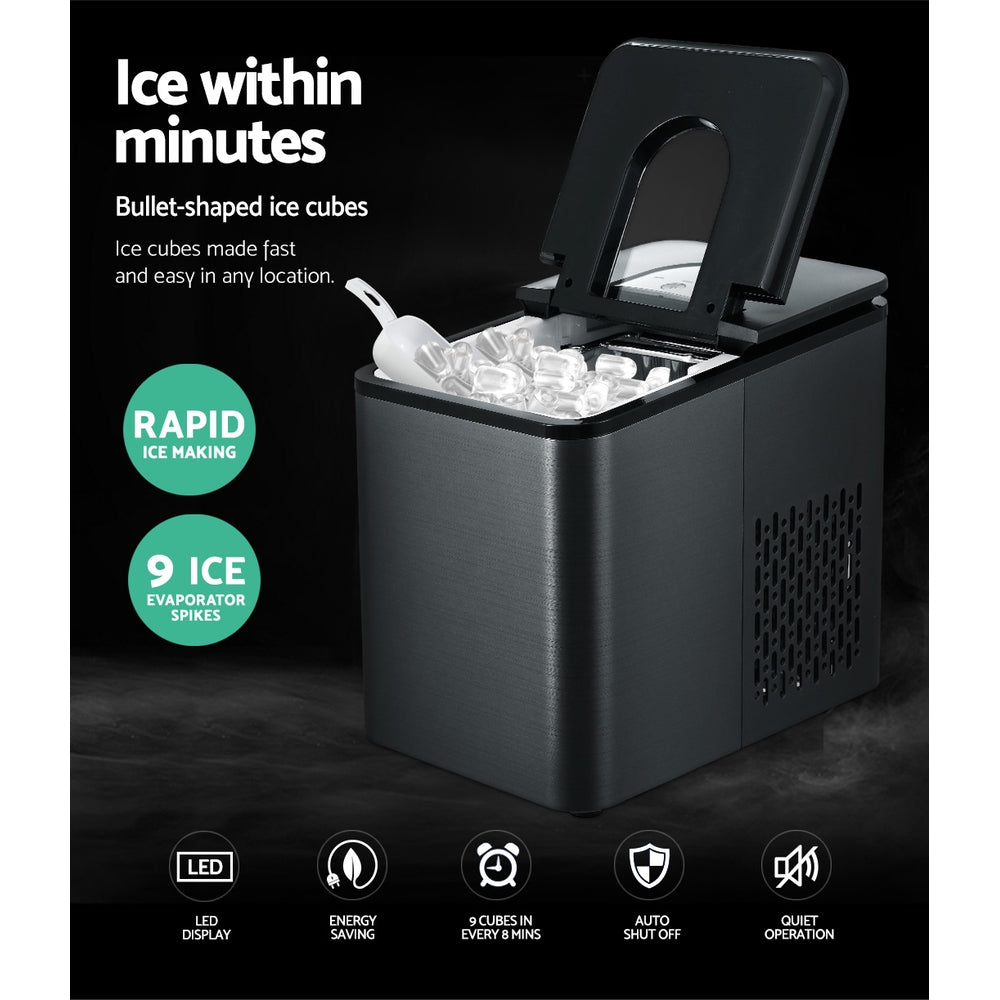 Devanti 2.2L Ice Maker 12KG Portable Ice Makers Cube Tray Bar Home Countertop