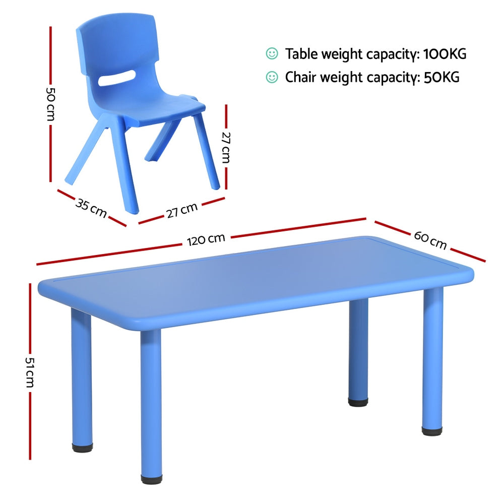 Keezi Kids Table and Chairs Study Desk Furniture 120CM Plastic Table 8 Chairs