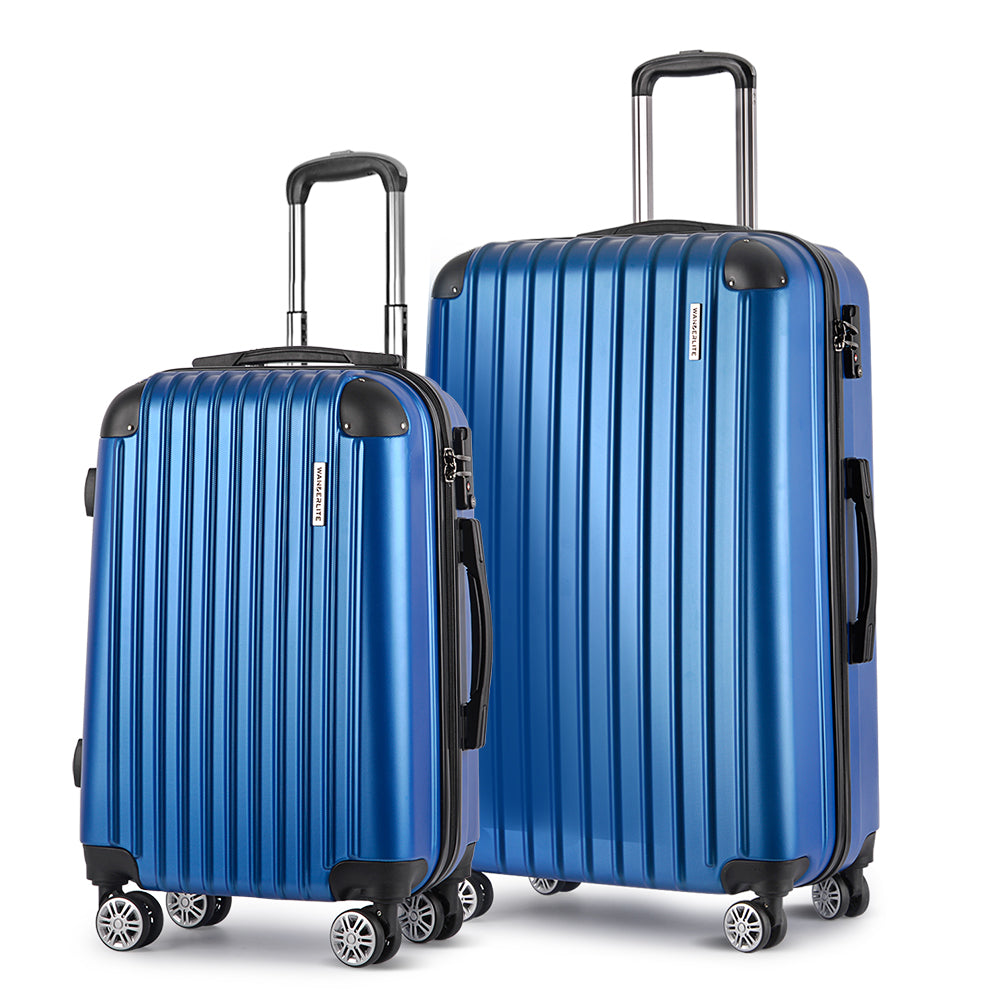 Wanderlite Luggage Set 2pc 24" 28" Suitcase Hardcase Trolley Travel Blue