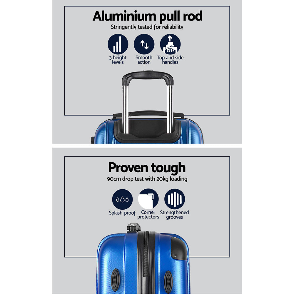 Wanderlite Luggage Set 2pc 24" 28" Suitcase Hardcase Trolley Travel Blue