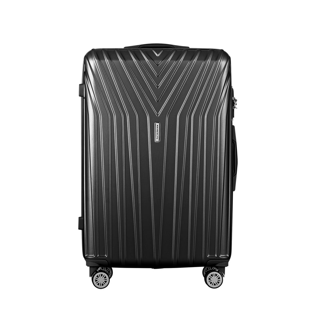 Wanderlite 75cm 3pc Luggage Trolley Suitcase Sets Travel TSA Hard Case Black