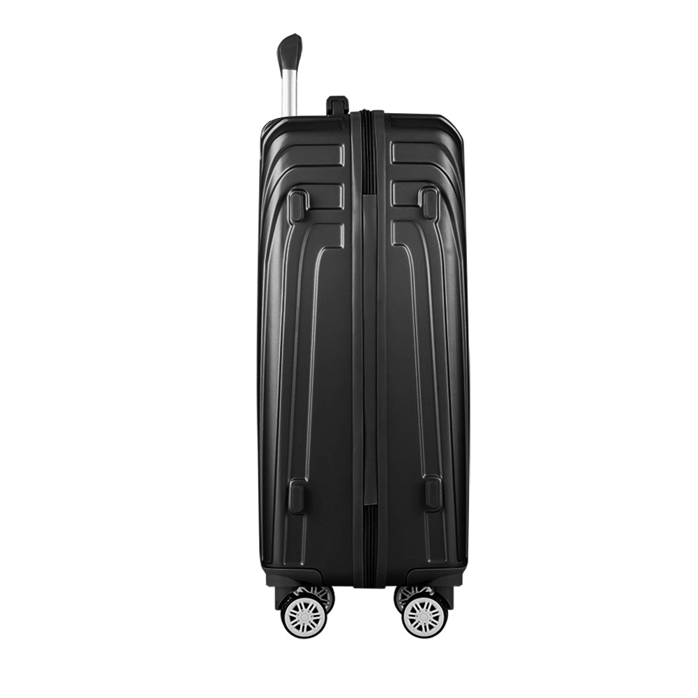 Wanderlite 75cm 3pc Luggage Trolley Suitcase Sets Travel TSA Hard Case Black