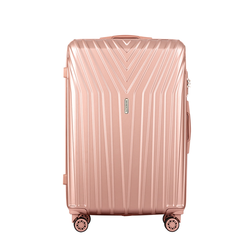 Wanderlite 75cm 3pc Luggage Trolley Suitcase Sets Travel TSA Hard Case Pink