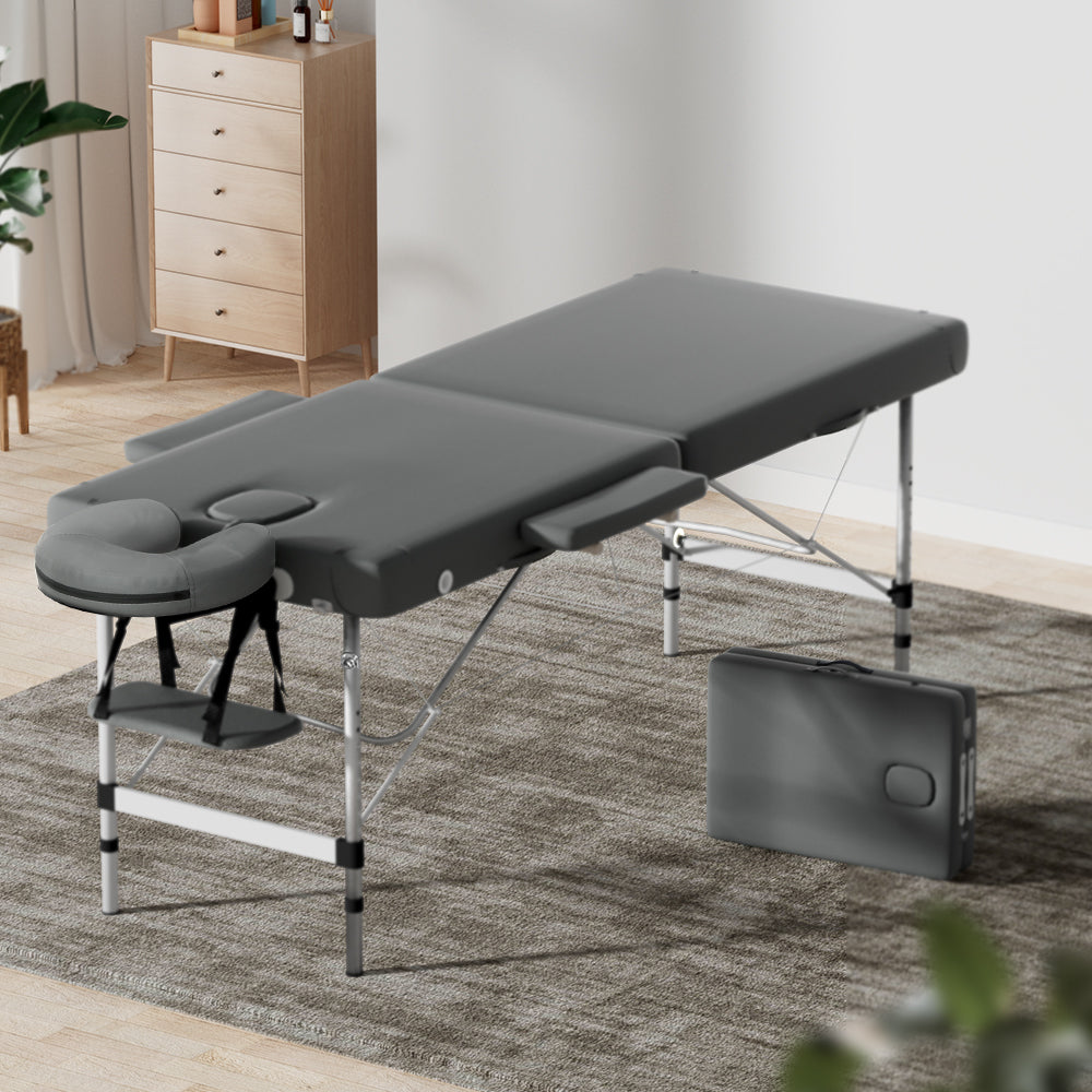 Zenses Massage Table Portable Aluminium 2 Fold Massages Bed Beauty Therapy 55cm