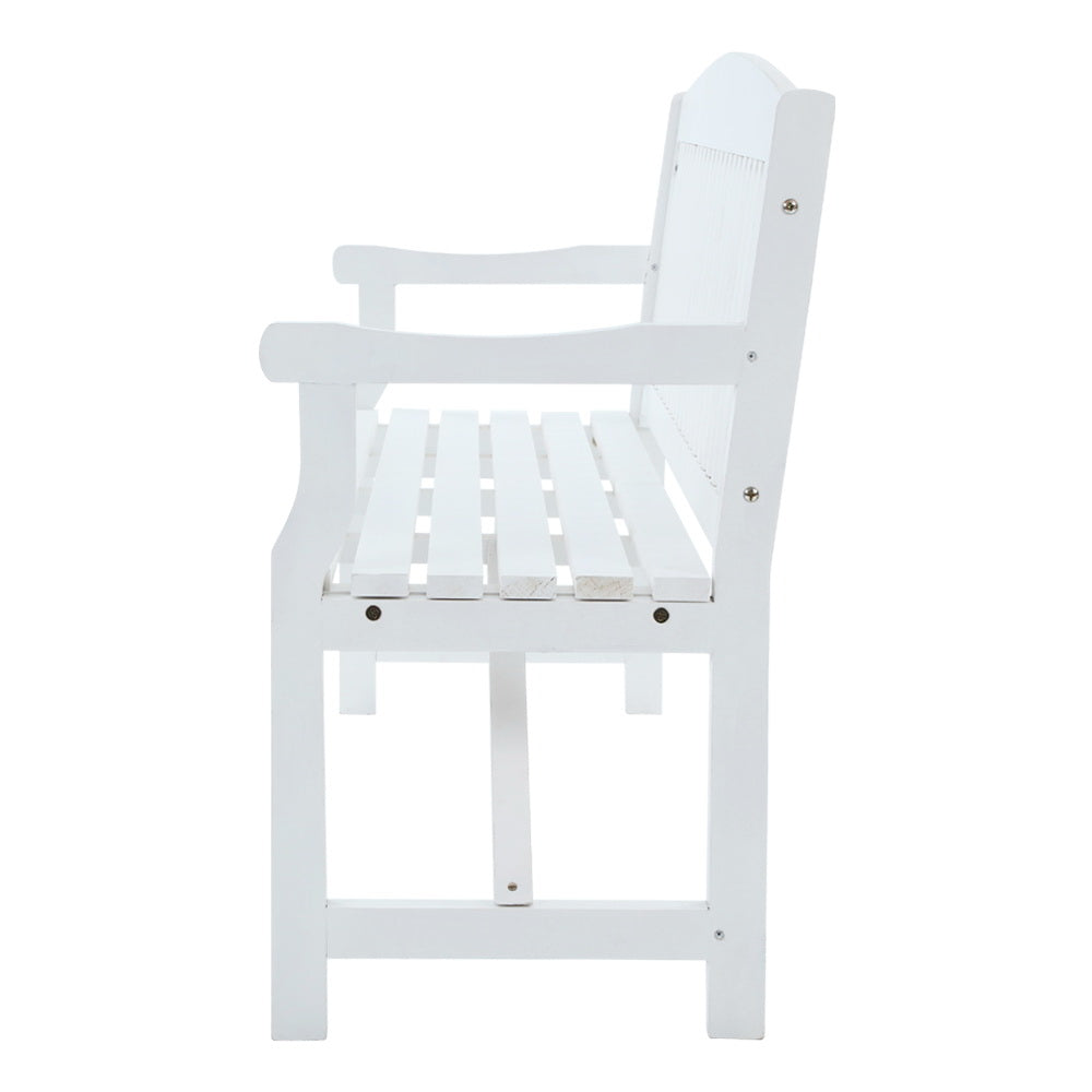 Gardeon Wooden Garden Bench Chair Outdoor Furniture Patio Deck 3 Seater White