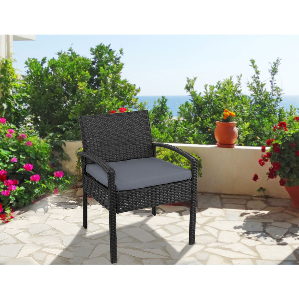 Gardeon Outdoor Furniture Bistro Wicker Chair Black