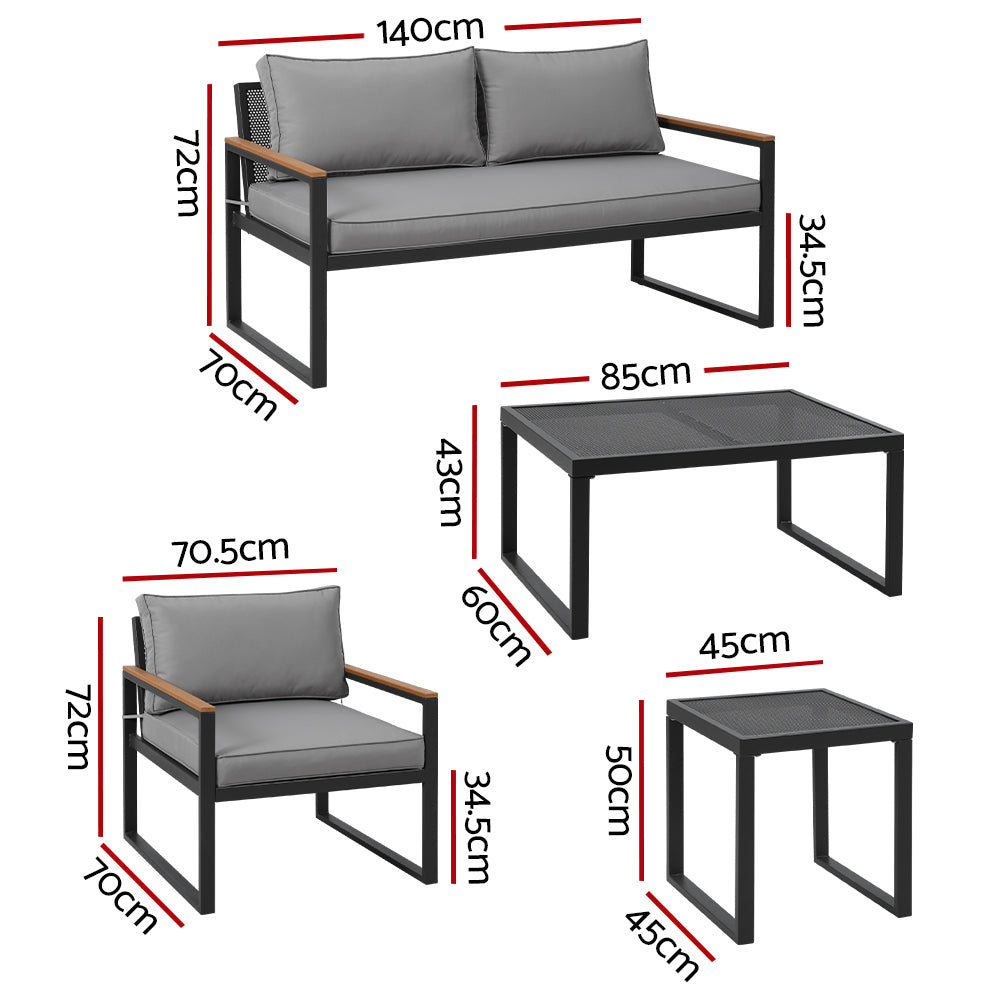 Gardeon Outdoor Sofa Set 3 Seater Corner Modular Lounge Setting Steel