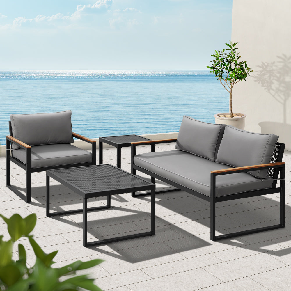 Gardeon Outdoor Sofa Set 3 Seater Corner Modular Lounge Setting Steel