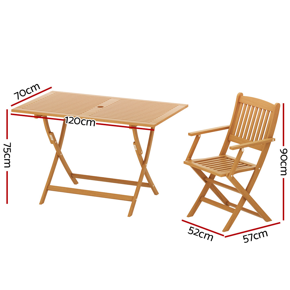 Gardeon 7PCS Outdoor Dining Set Garden Chairs Table Patio Foldable 6 Seater Wood