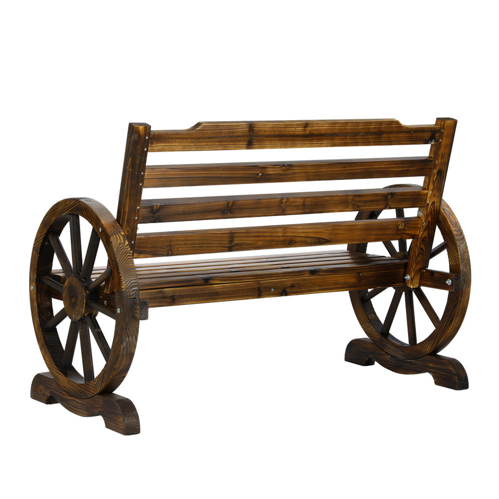 Gardeon Wooden Wagon Wheel Bench - Brown