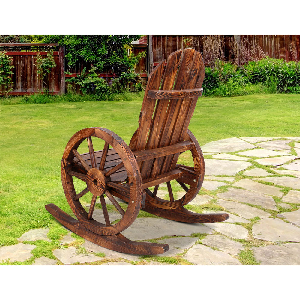 Gardeon Wagon Wheels Rocking Chair - Brown