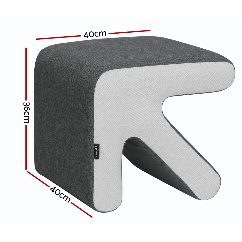 Artiss Ottoman Foot Stool Fabric Foot Rest Footstool Padded Seat Kids Grey