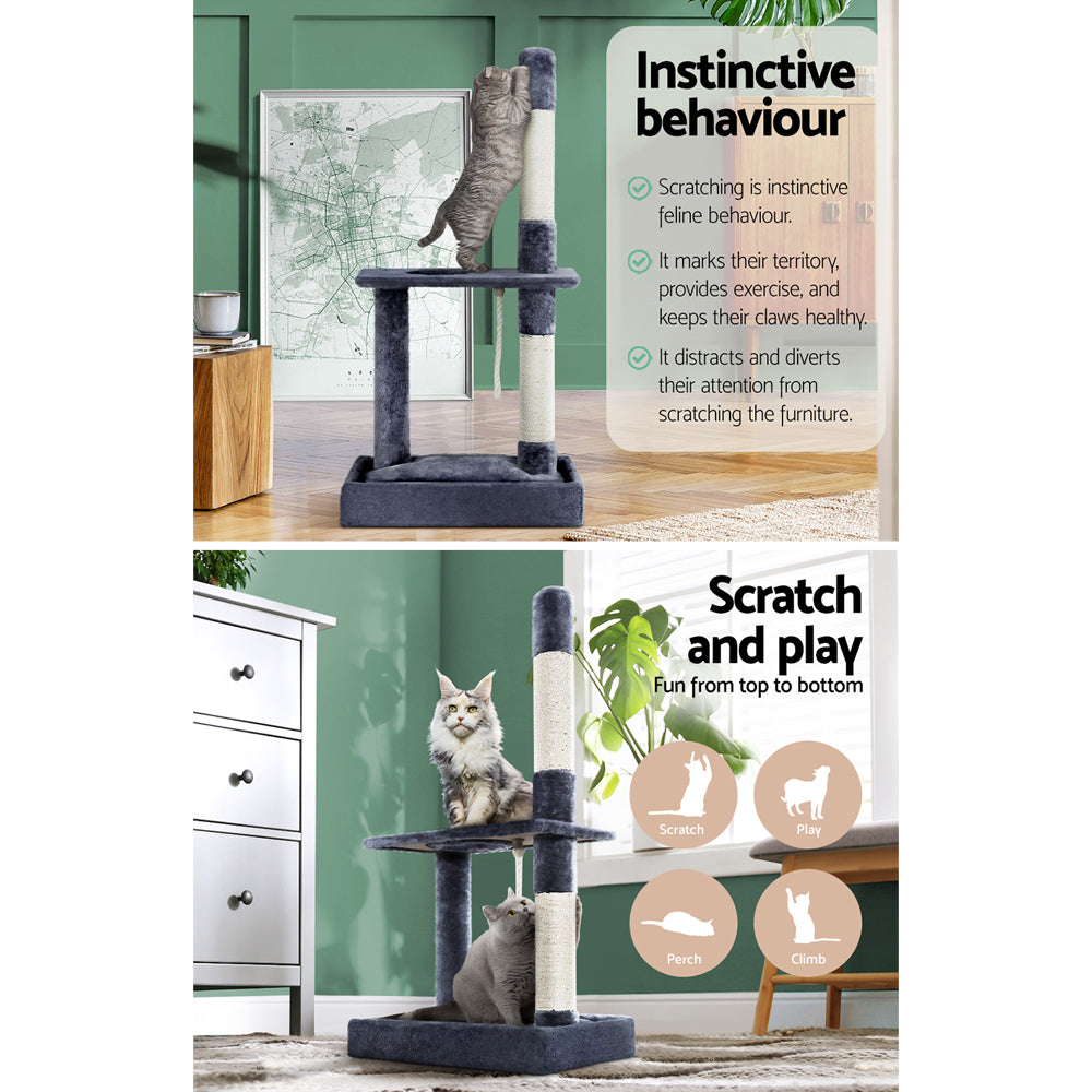 i.Pet Cat Tree Scratching Post Scratcher Tower Condo House Grey 102cm