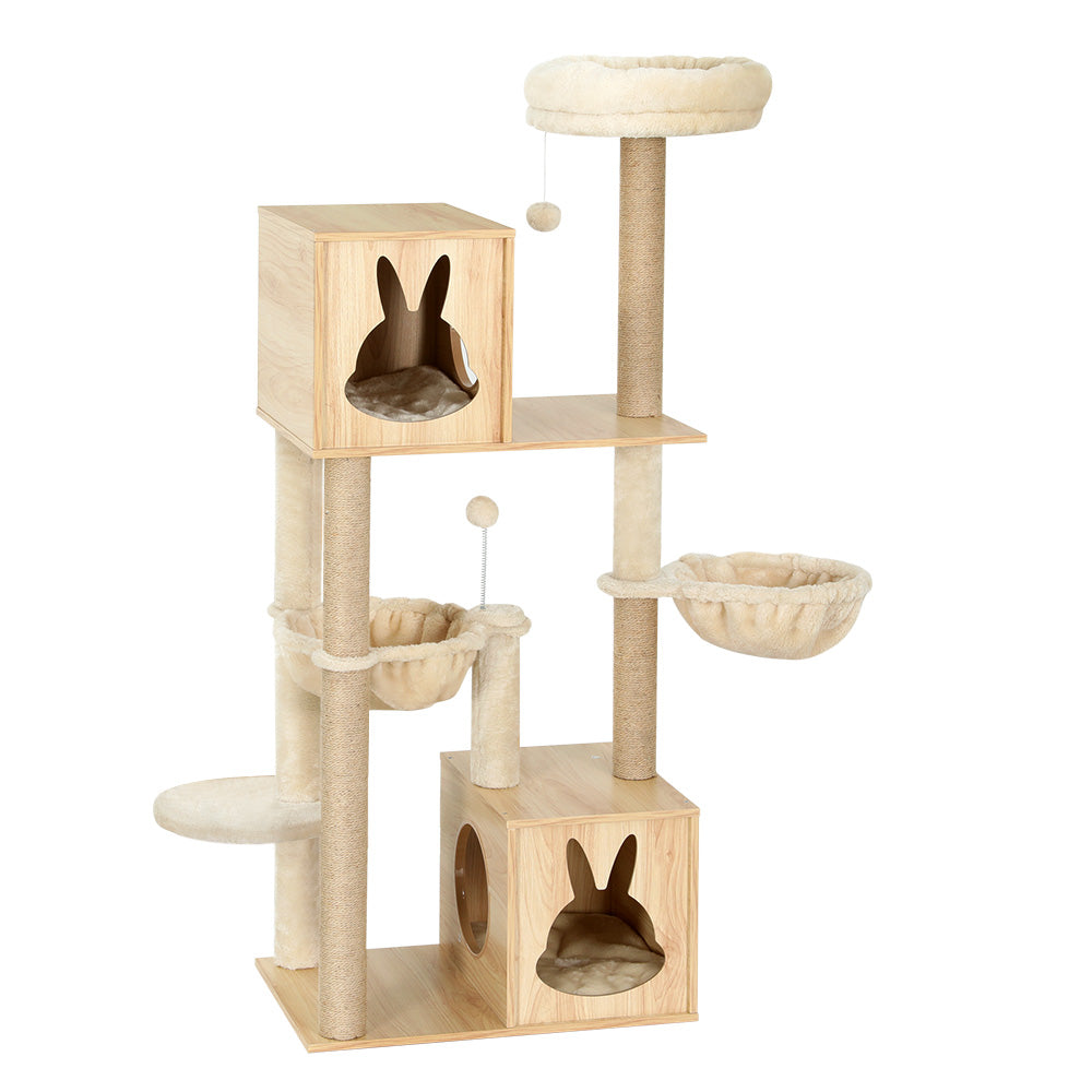 i.Pet Cat Tree Tower Scratching Post Scratcher Wood Bed Condo Toys House 141cm