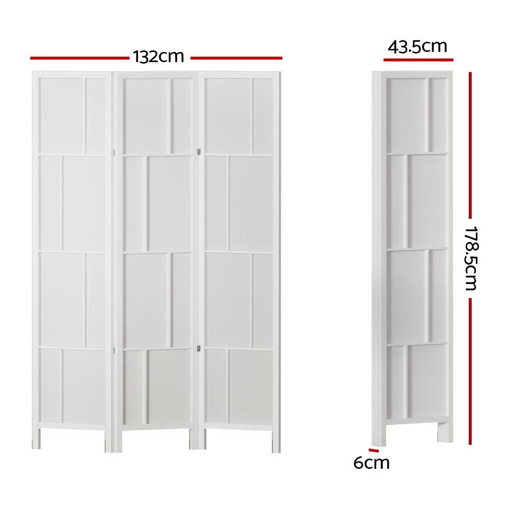 Artiss Ashton Room Divider Screen Privacy Wood Dividers Stand 3 Panel White