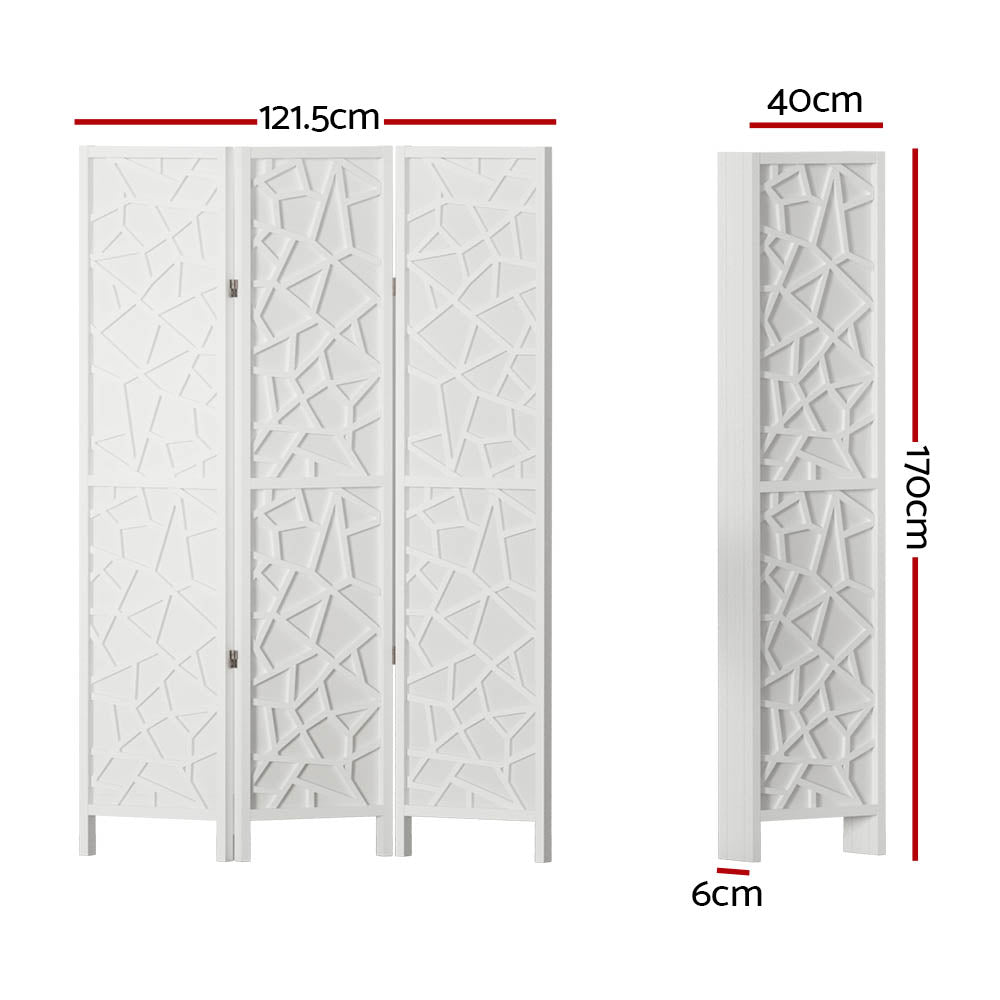 Artiss Clover Room Divider Screen Privacy Wood Dividers Stand 3 Panel White