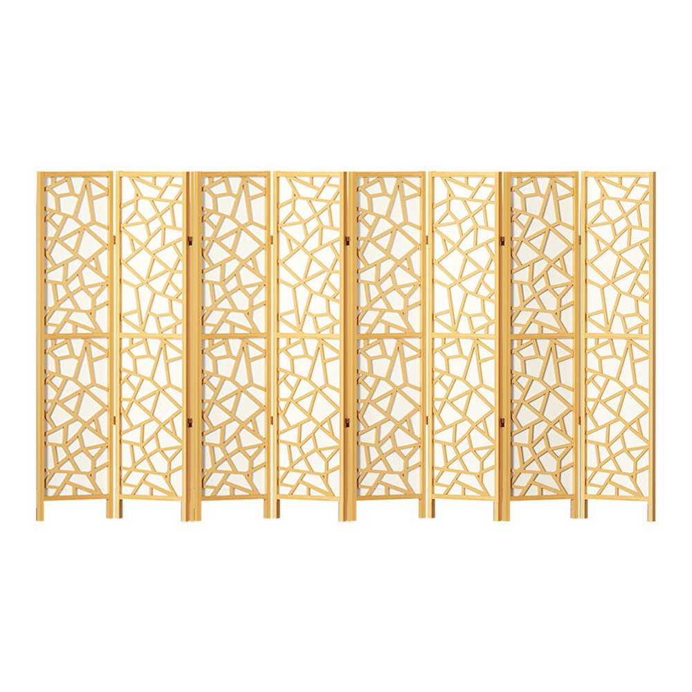 Artiss Clover Room Divider Screen Privacy Wood Dividers Stand 8 Panel Natural