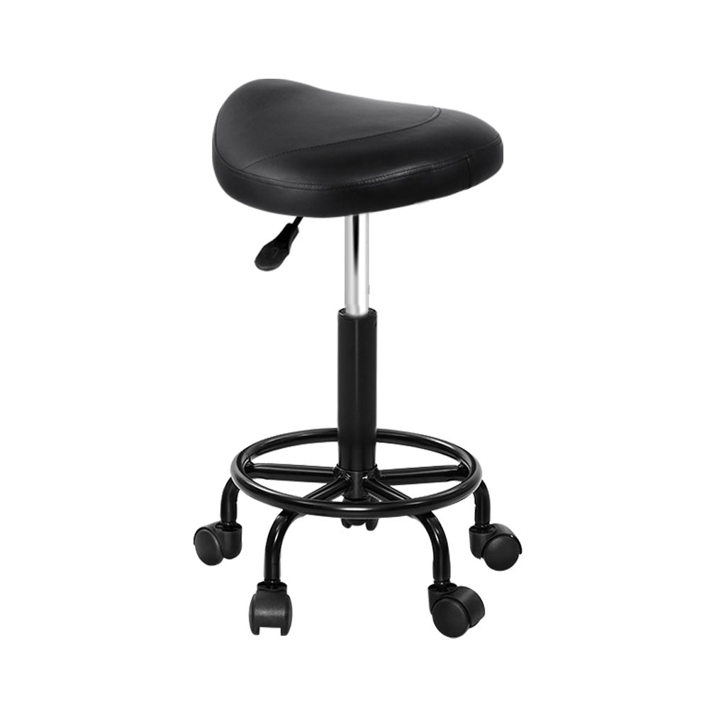 Artiss Saddle Stool Salon Chair Black Swivel Beauty Barber Hairdressing Gas Lift