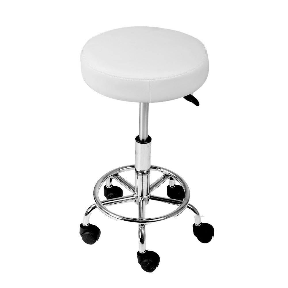 Artiss Round Chair Stools Salon Stool White Swivel Beauty Barber Hairdressing