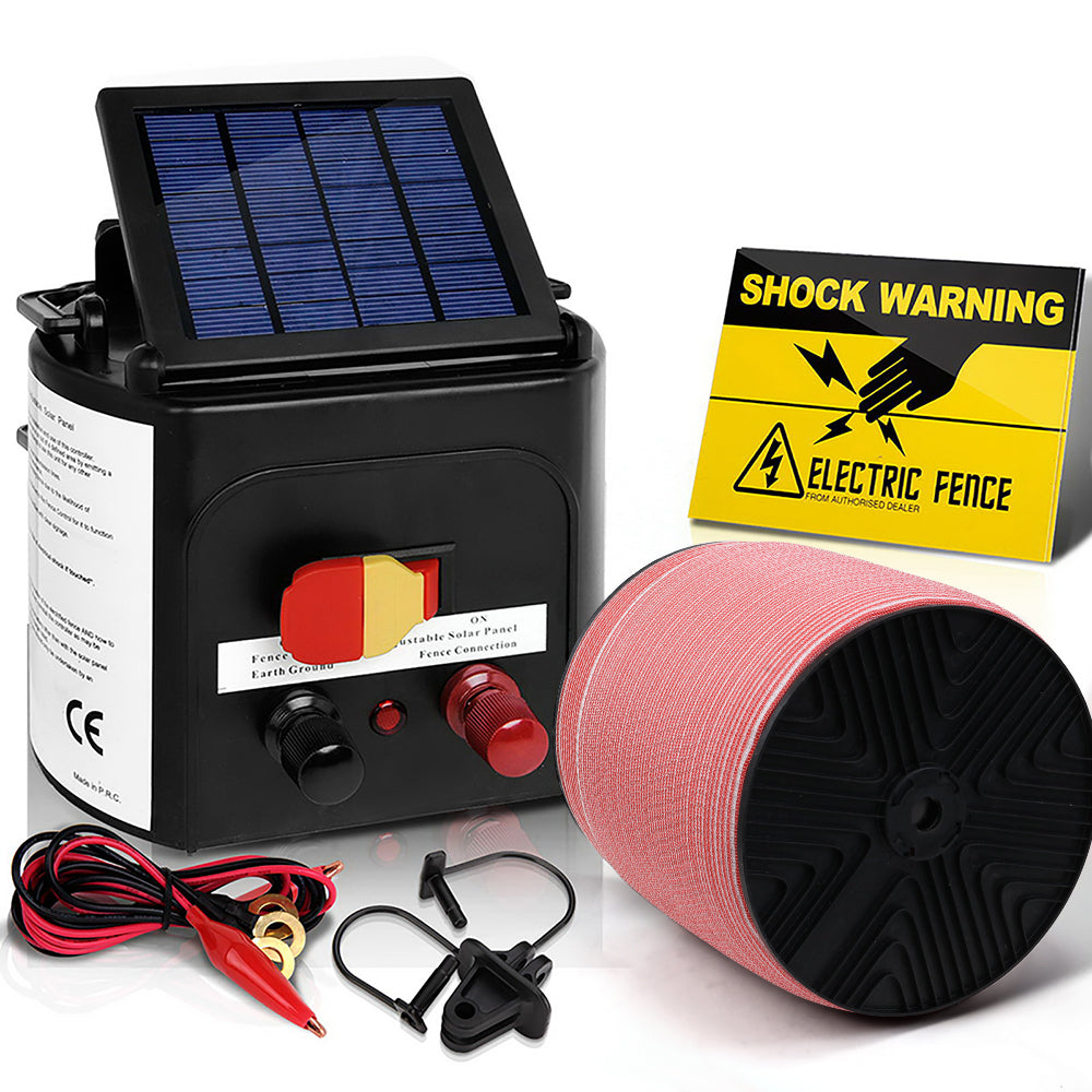 Giantz Electric Fence Energiser 5km Solar Power Charger Set + 2000m Tape