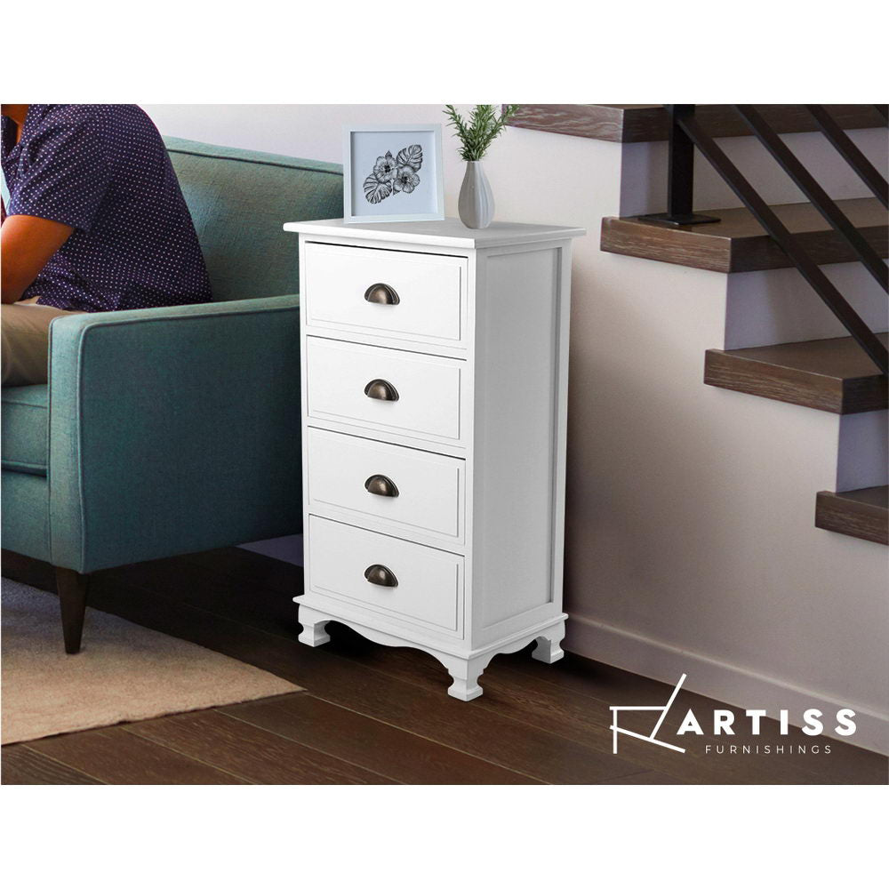 Artiss Vintage Bedside Table Chest 4 Drawers Storage Cabinet Nightstand White