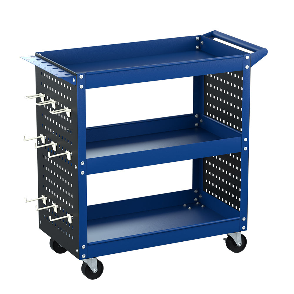 Giantz 3-Tier Tool Trolley Cart Workshop Wheels Mobile Work Mechanic Storage Blue