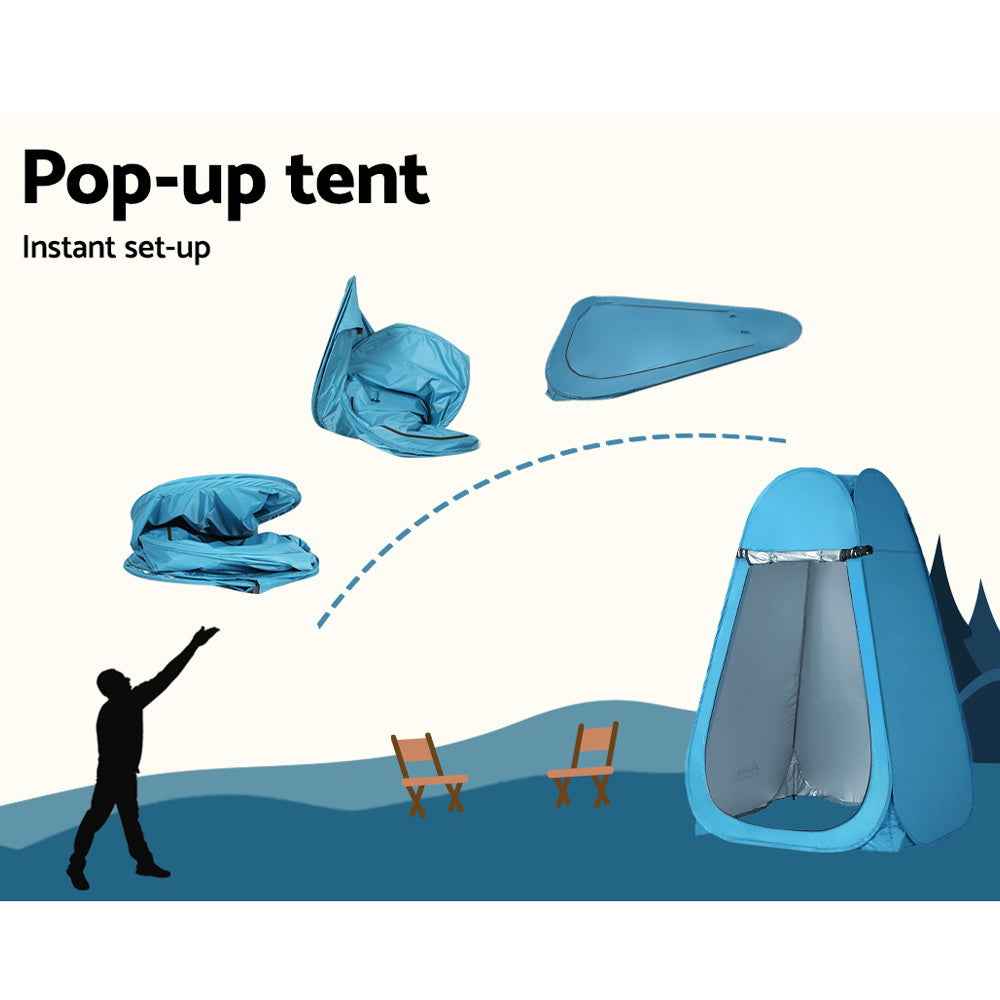 Weisshorn Pop-up Shower Tent Camping Outdoor Toilet Privacy Change Room Blue