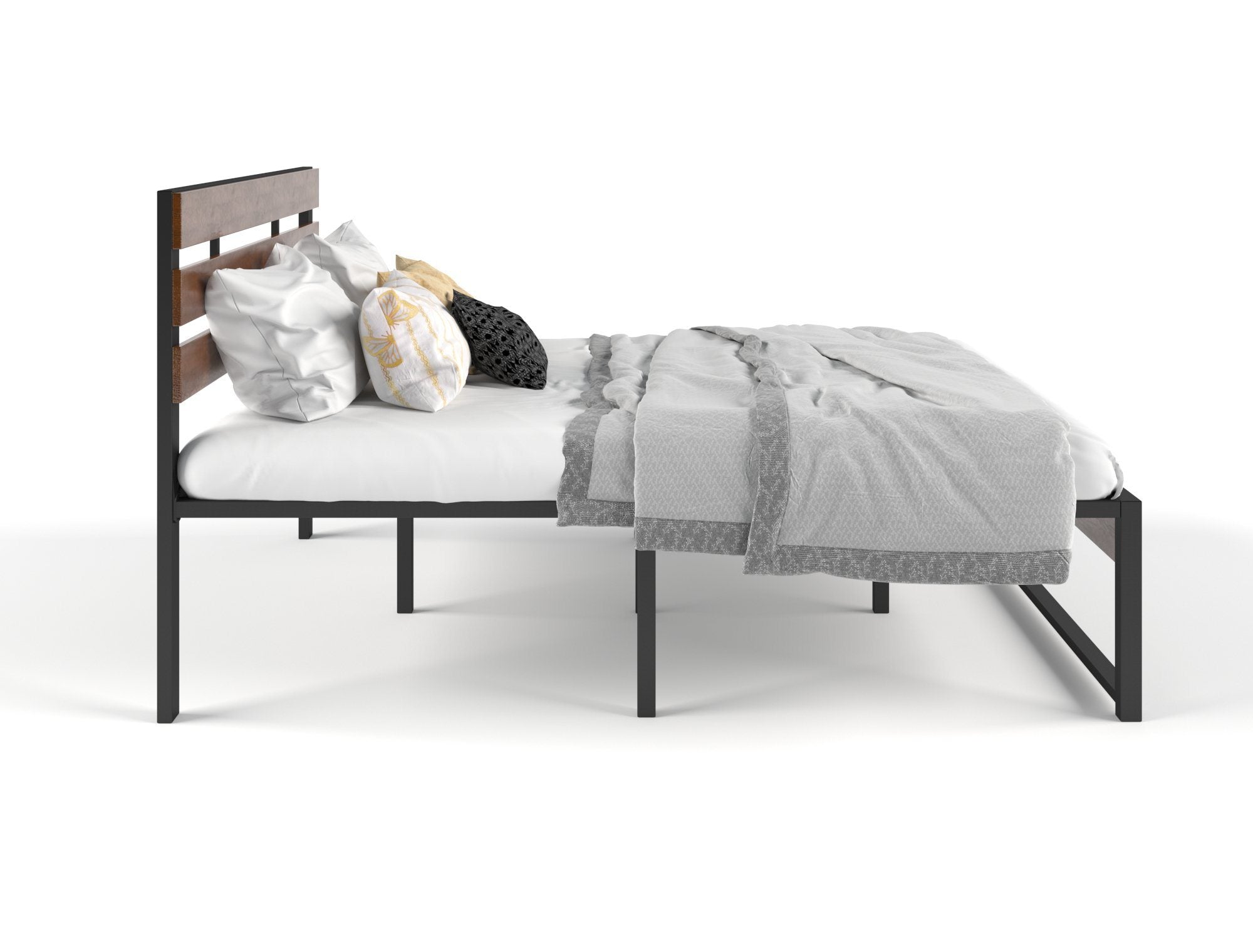 Ora Wooden and Metal Bed Frame Double