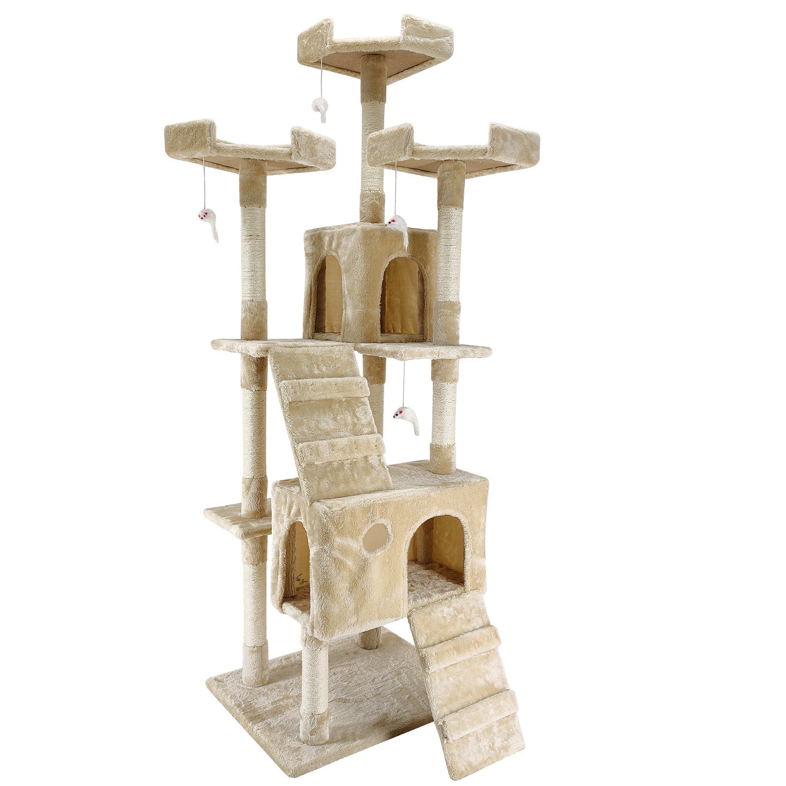 4Paws Cat Tree Scratching Post House Furniture Bed Luxury Plush Play 180cm - Beige