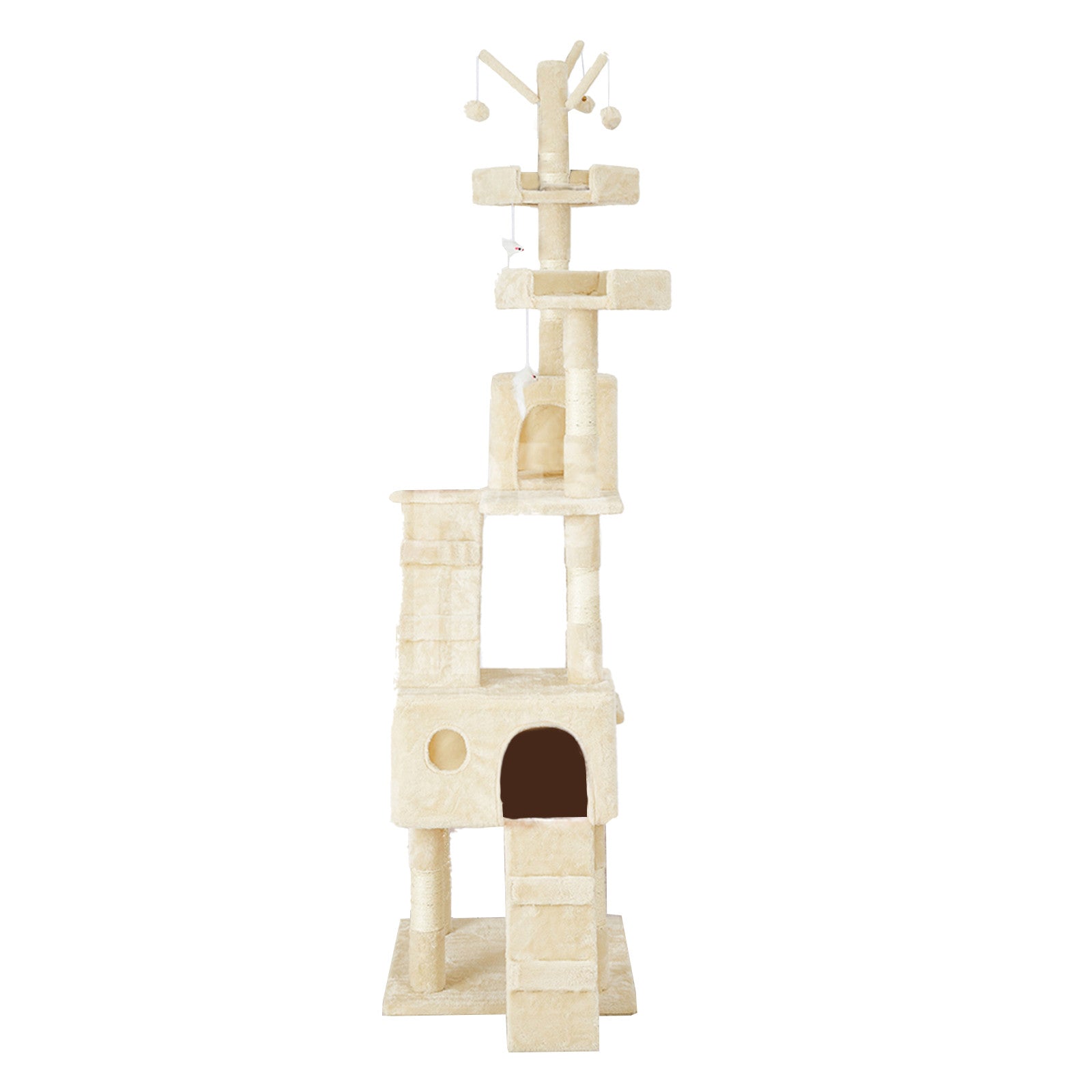 4Paws Cat Tree Scratching Post House Furniture Bed Luxury Plush Play 200cm - Beige