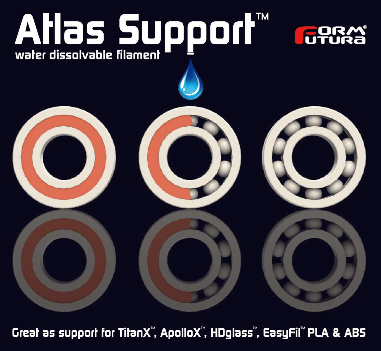 PVA Support Filament Atlas Support 1.75mm Natural 300 gram 3D Printer Filament