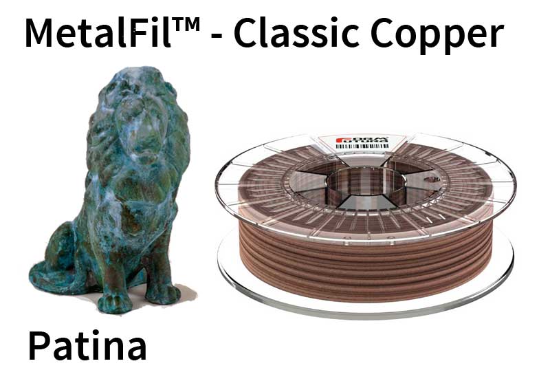 Copper-filled PLA based filament MetalFil 1.75mm Classic Copper 750 gram 3D Printer Filament