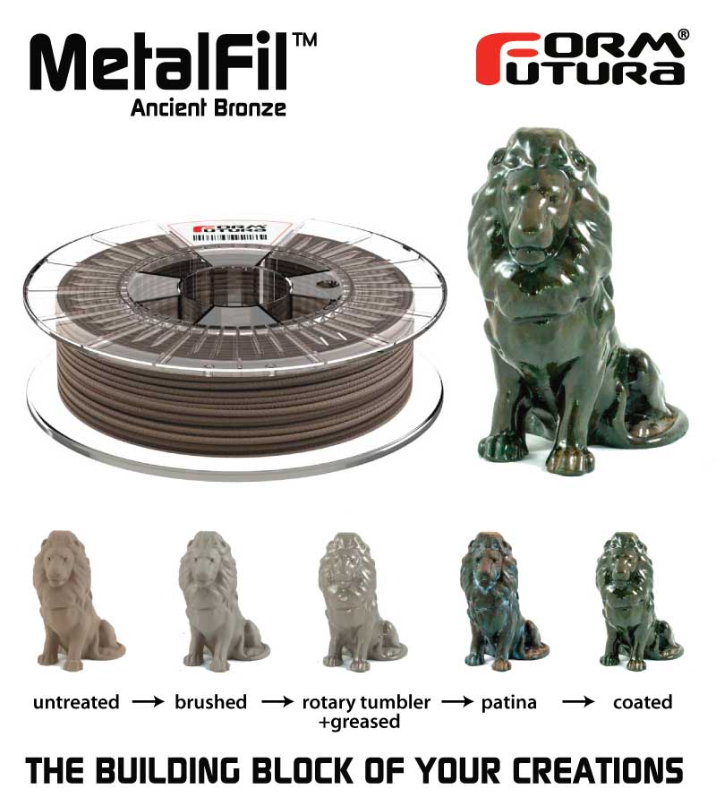 Copper feel PLA based filament MetalFil - Ancient Bronze 2.85mm 1500 gram Natural Composite 3D Printer Filament