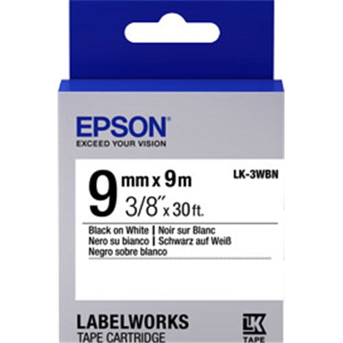 EPSON TAPE STANDARD 9 METRE BLACK WHITE 9 METRES FOR LABELWORKS LW-300 LW-400