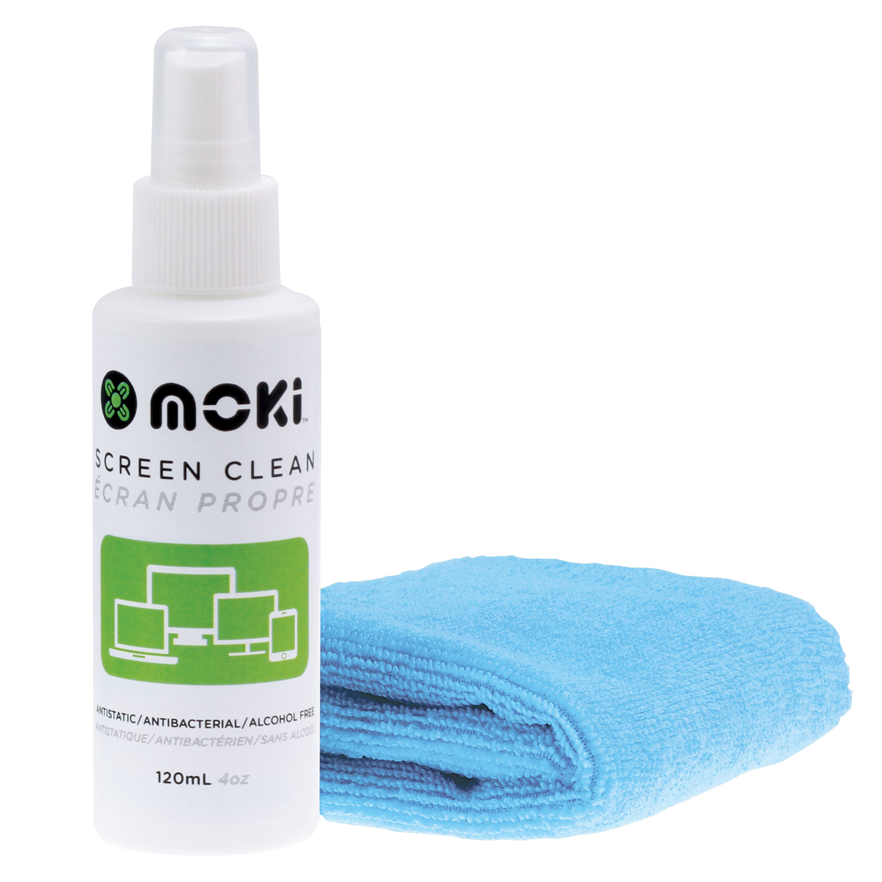 MOKI Screen Clean 120mL Spray with Cloth